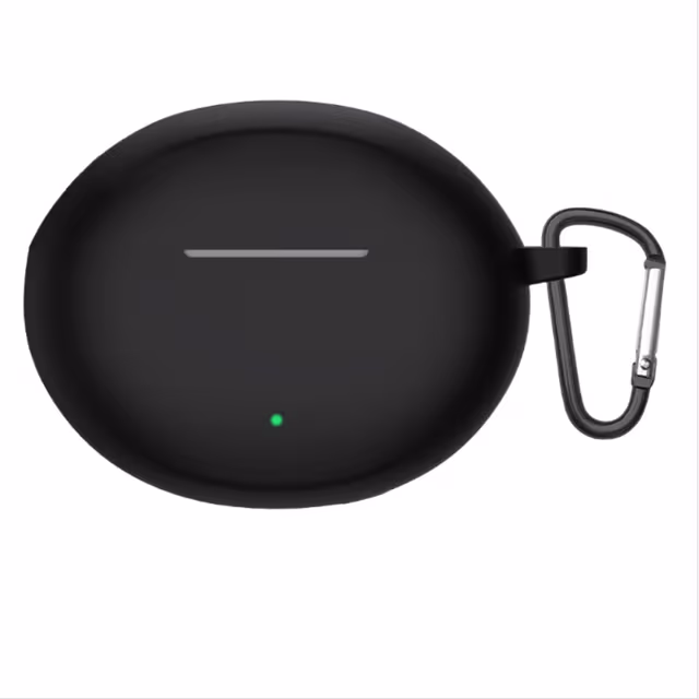 Silikonbeskyttelsesetui med krok kompatibelt med OPPO Enco Air4 Bluetooth-øretelefoner Sort