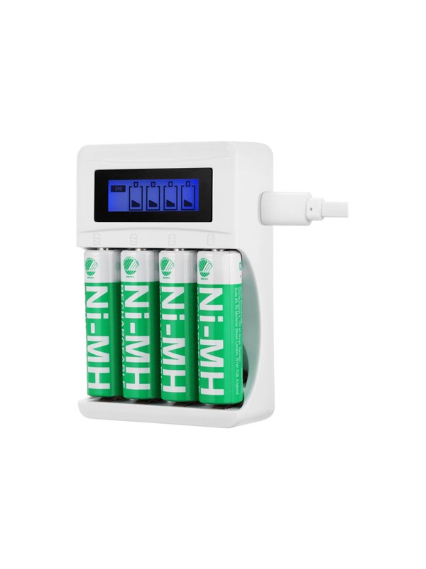 Deltaco battery charger - with battery - 4 x AA type