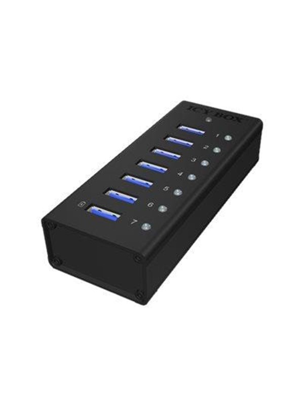 ICY BOX IB-AC618 USB-hub - USB 3.2 - 7 porter - Svart