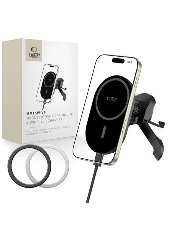 Tech-Protect MM15W-V6 Magnetic MagSafe Car Mount for Ventilation Grille - Black