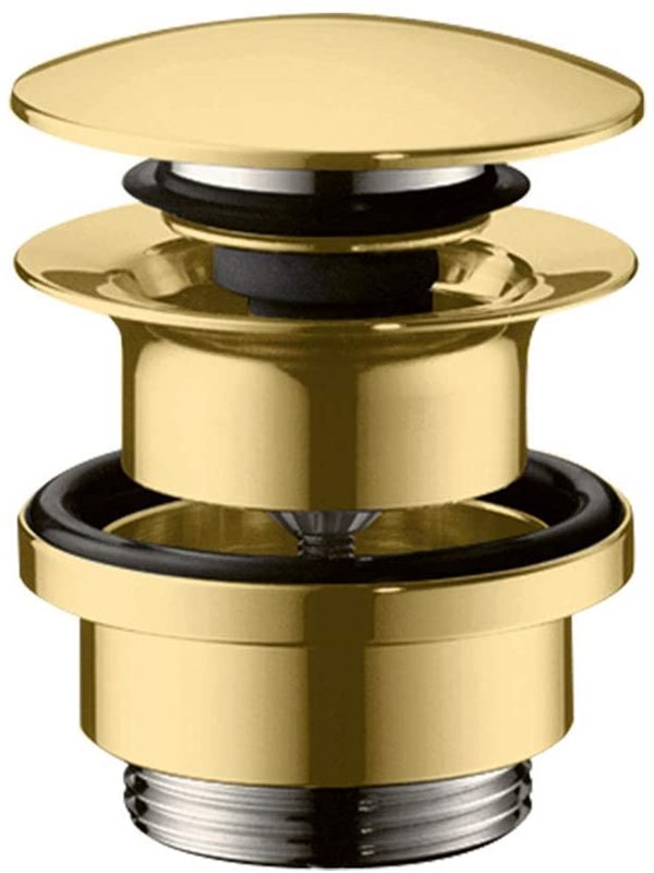 Hansgrohe waste set brass push-open for basin and bidet mixers polished gold-optic