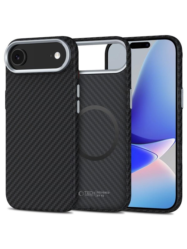 Tech-Protect  Ion Carbon MagSafe Case for iPhone 17 Air - Black &amp; Silver