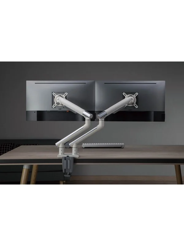 Alterzone Arm Duo USB dobbel monitorarm i aluminium med 2 x USB 3.0-porter, Hvit