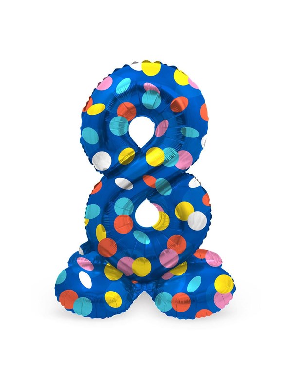 Folat BV - Standing Foil Balloon Colorful Dots Number 8 - 72cm