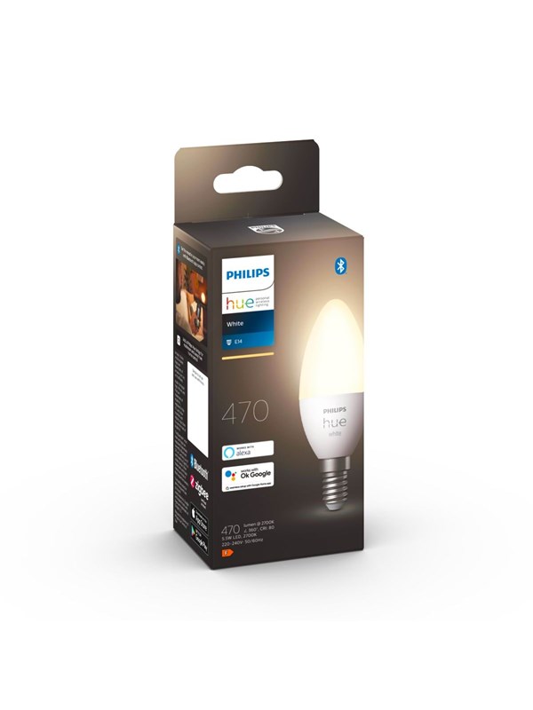Philips Hue White E14 B39 Candle Light - 1-pakning