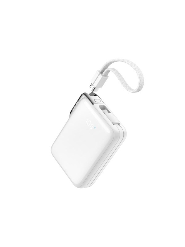 Joyroom JR-PBF27 Pro 10000mAh 30W Power Bank with Built-in USB-C Cable and Additional Bidirectional USB-C to Lightning Cable - White Nødlader - Hvit - 10000 mAh