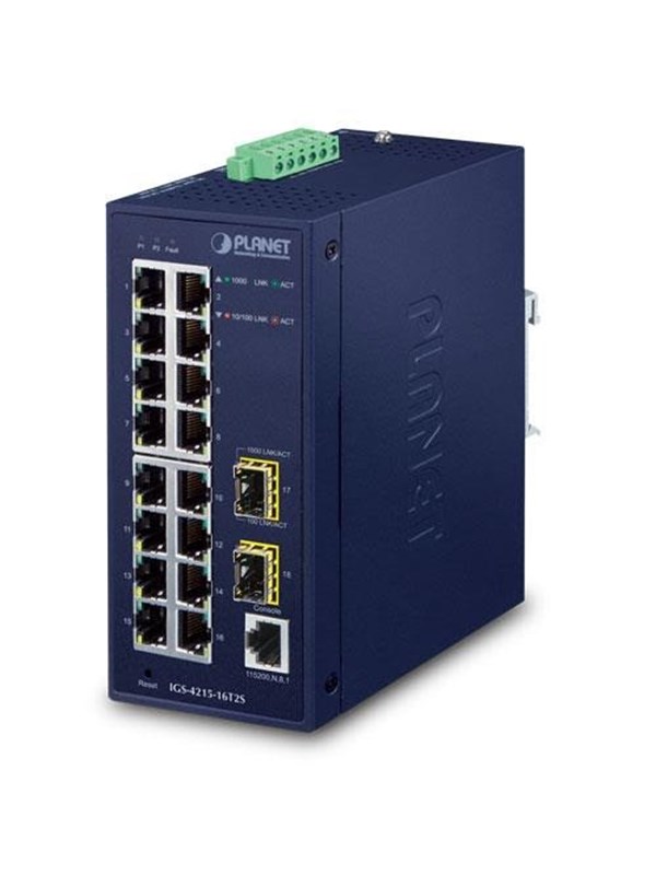 PLANET IGS-4215-16T2S Industrial L2/L4 16-Port 10/100/1000T + 2-Port 100/1000X SFP Managed Switch