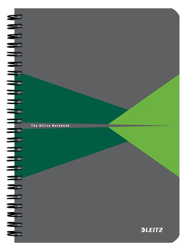 Leitz Office Notebook A5 squared wirebound with PP cover green