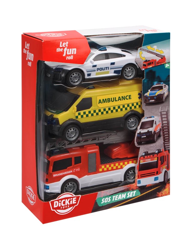 Dickie 3-Pack Danske Redningskjøretøy