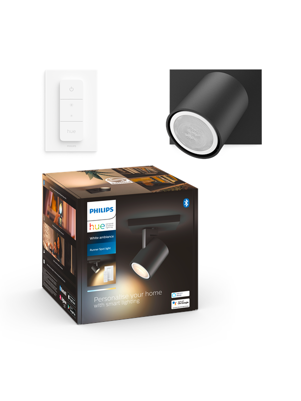 Philips Hue Runner Sigle Spotlight - Svart - Med Dimmebryter