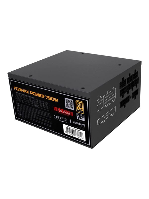 Gembird CCC-PSUGOLD-750W - power supply - 750 Watt Strømforsyning (PSU) - 750 Watt - 120 mm - ATX - 80 Plus Gold sertifisert