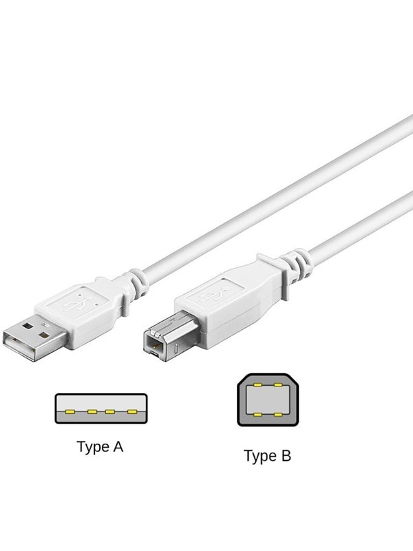 Pro USB-A <-> USB-B 2.0 - 1m - Hvit
