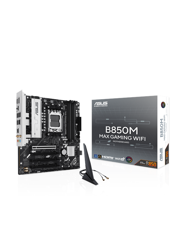 ASUS B850M MAX GAMING WIFI Hovedkort - AMD B850 - AMD AM5 socket - DDR5 RAM - Micro-ATX