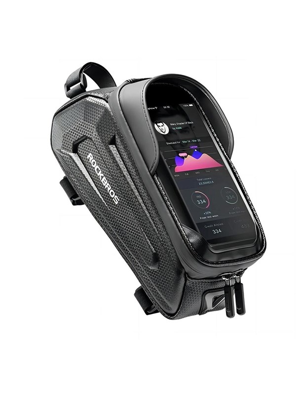 Rockbros B68-1 frame-mounted bicycle bag with phone pocket - 1.7L - Black
