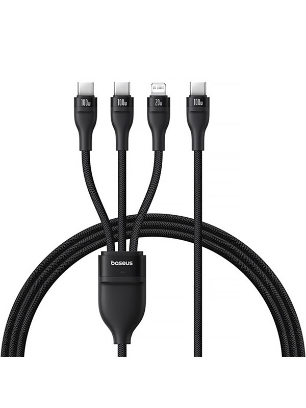 Baseus Flash Series 3 3in1 cable 100W USB-C - USB-C+USB-C+ Lightning 1.5m + 3 x 0.25 m - black