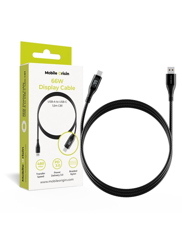Mobile Origin 66W Display Cable USB-A to USB-C 1 -5m CB1