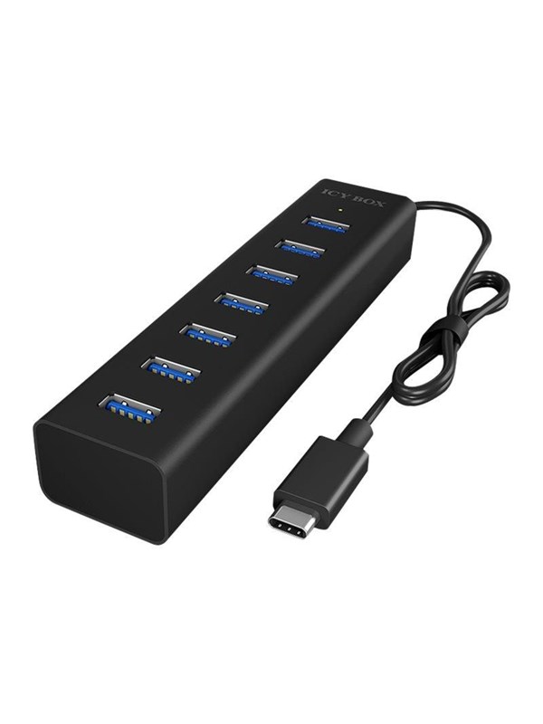 ICY BOX Hub 7-Port USB 3.0 IB-HUB1700-C3 USB-hub - USB 3.2 - 7 porter - Svart