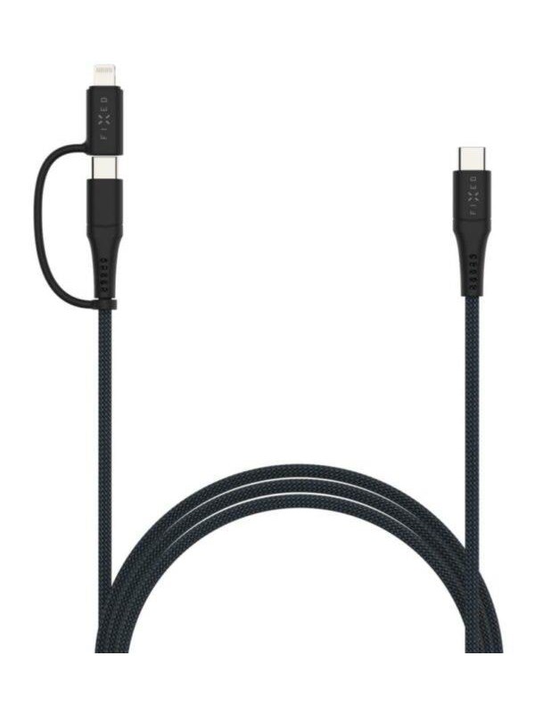 FIXED 2in1 Combo 60W - USB-C <-> USB-C / Lightning - 1.2m - Svart