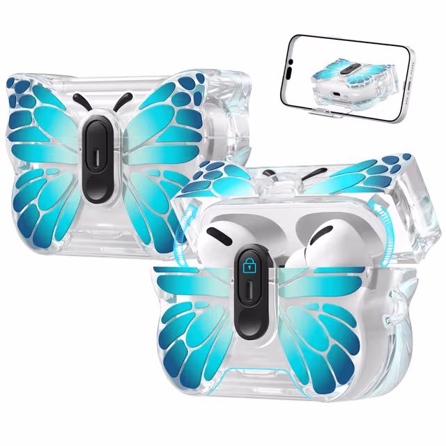 Butterfly TPU Beskyttelsesetui Kompatibelt med Apple AirPods 4 - Anti-ripe, Støvtett Grønn