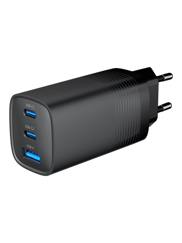 Gembird Universal GaN USB charger QC 3.0 &amp; PD 65W 2-port - Black