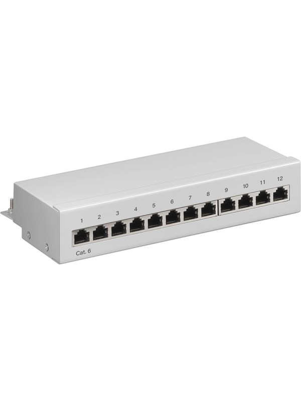 Pro CAT 6 Mini/Desktop Patch Panel 12 Port grey - Grå