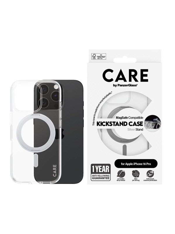 CARE by PanzerGlass Case Feature Silver Kickstand &amp; MagSafe iPhone 16 Pro