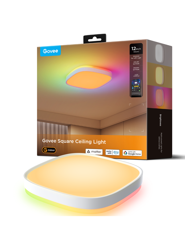 Govee 12" RGBWW + RGBIC Square Smart Ceiling Light