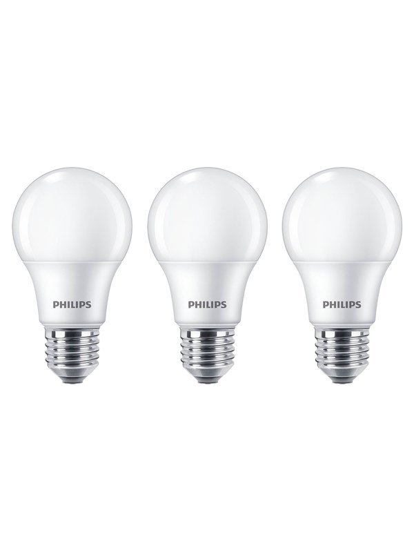 Philips LED-lyspære Standard 8W/827 (60W) Frosted 3-pack E27