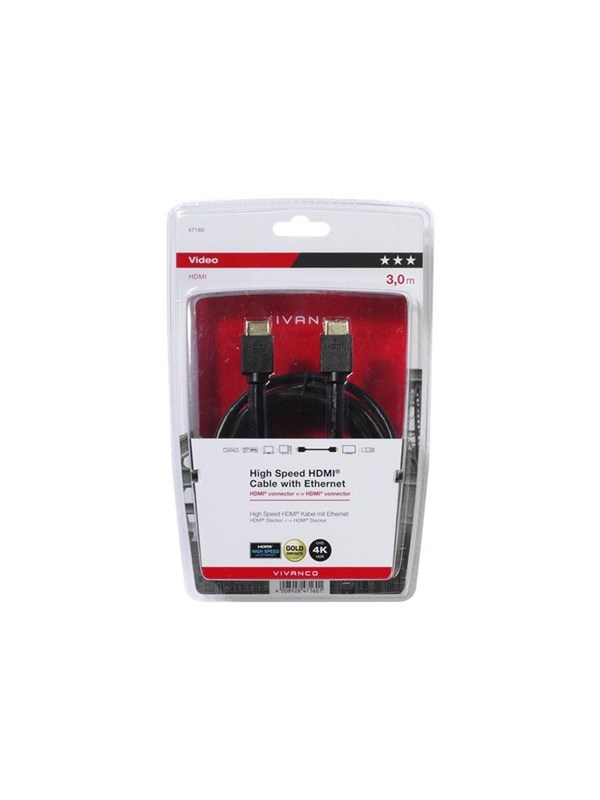 Vivanco 47/10 30G - HDMI cable with Ethernet - 3 m