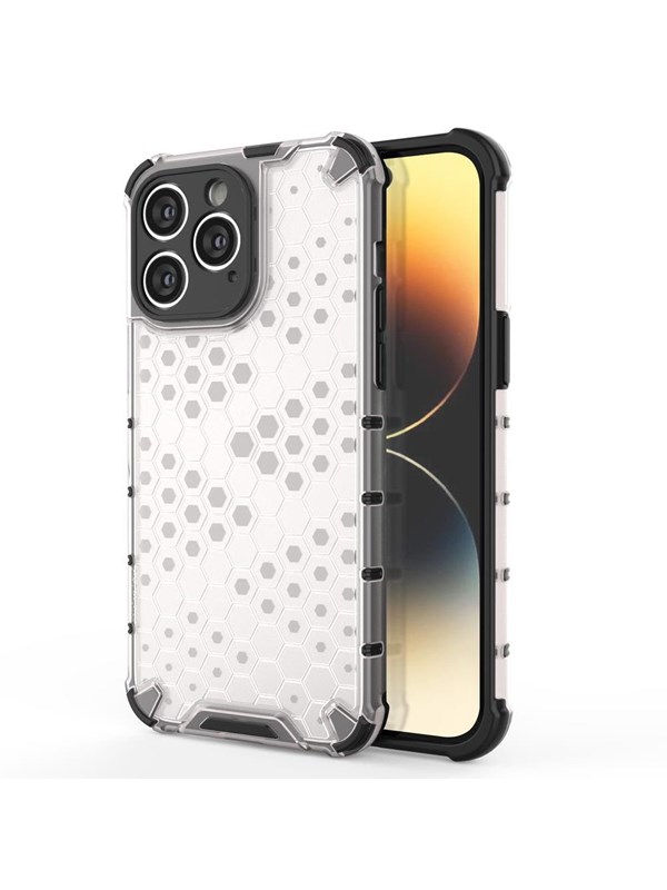 Hurtel Honeycomb Case for iPhone 14 Pro Max Armored Hybrid Cover Transparent