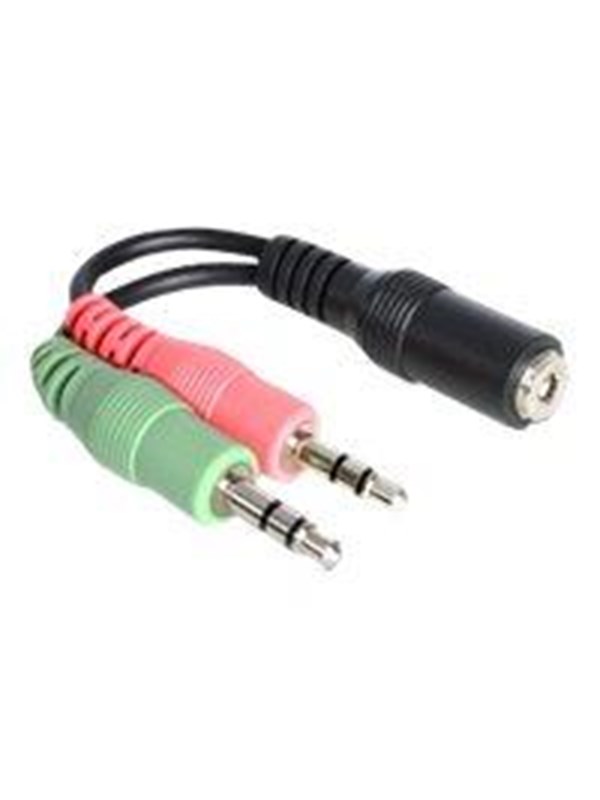 DeLOCK Headset Adapter 1 x 3.5 mm 4 pin Stereo jack female > 2 x 3.5 mm 3 pin Stereo jack male (CTIA pin assignment)