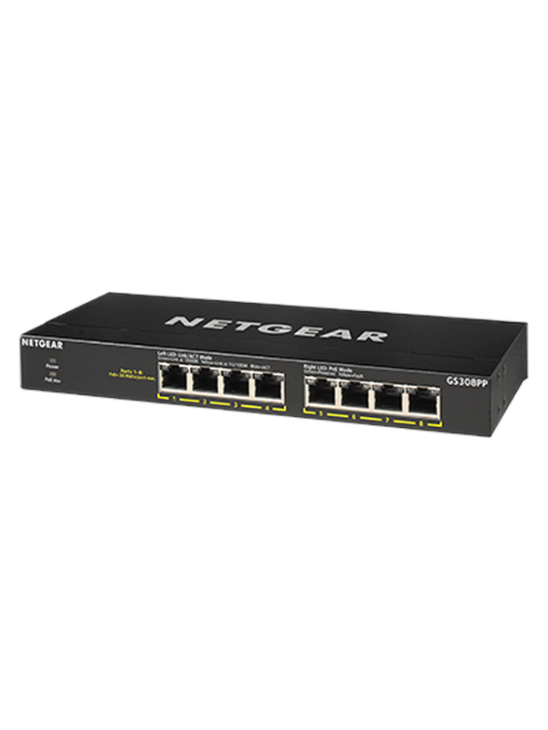 Netgear GS308PP 8-Port Gigabit Ethernet SOHO PoE+ Unmanaged Switch (83W)