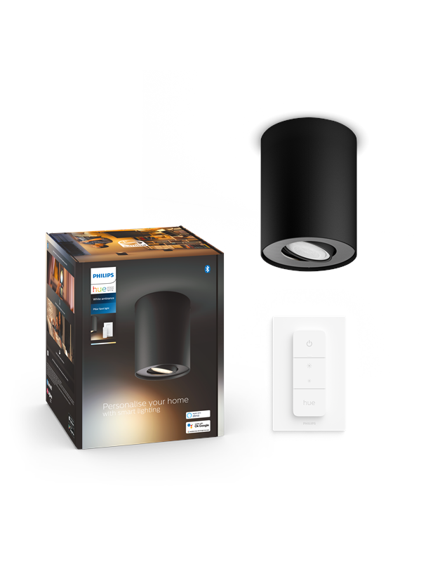 Philips Hue Pillar Single Spotlight - Svart - Med Dimmebryter