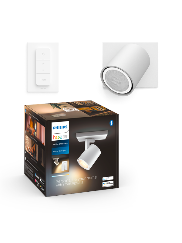 Philips Hue Runner Single Spotlight - Hvit - Med Dimmebryter