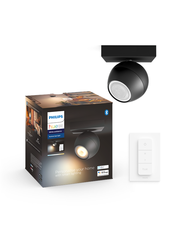 Philips Hue Buckram Single Spotlight - Svart - Med Dimmebryter