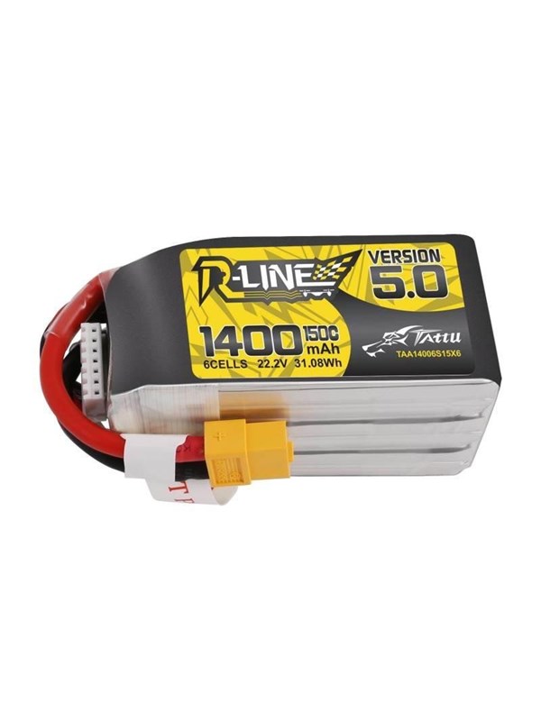 Gens ace &amp;Tattu R-Line 5.0 1400mAh 22.2V 150C 6S1P XT60 battery