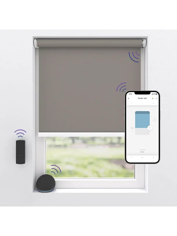 MotionBlinds Wireless Electric Black-Out Rollerblind 150x190cm - Grey