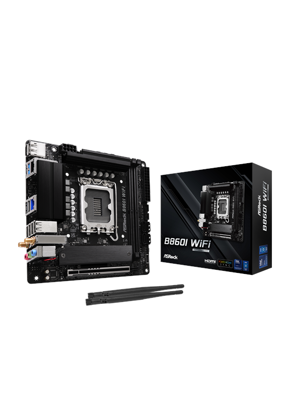 ASRock B860I WiFi Hovedkort - Intel B860 - Intel LGA1851 socket - DDR5 RAM - Mini-ITX