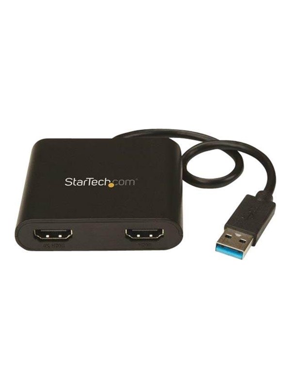 StarTech.com USB to Dual HDMI Adapter - USB to HDMI Adapter - 4K - external video adapter - MCT Trigger II - 64 MB - black