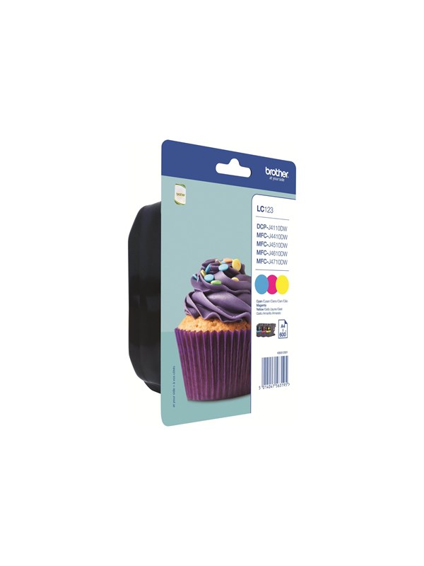 Brother LC123RBWBP / LC 123RBWBP 3-Pack Ink - Blekkpatron Cyan