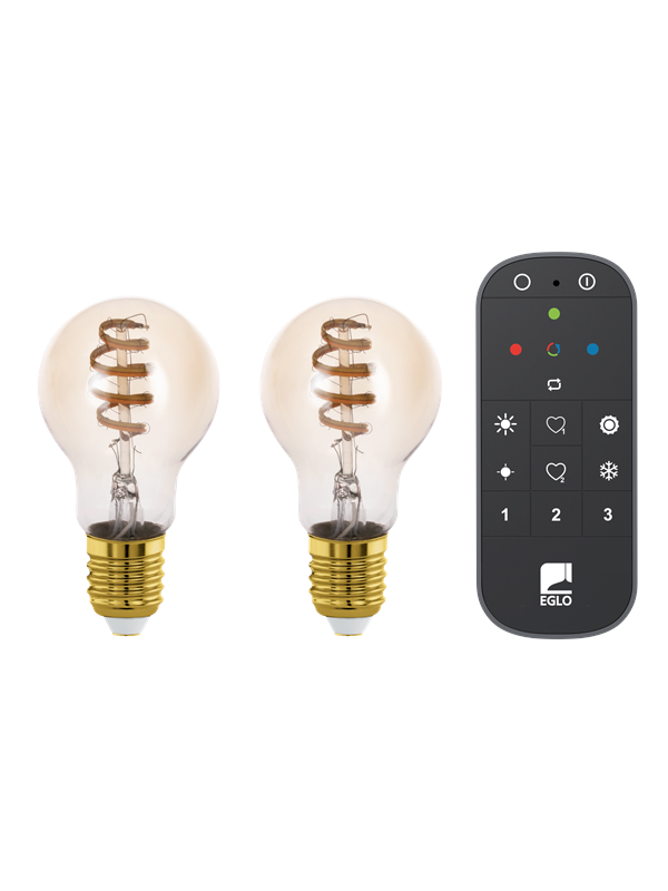 EGLO E27 LED-Z A60 SPIRAL TW 4.9W 360LM GUL 2 STK M/FJERNKONTROLL B.-Z