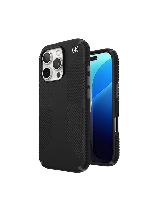 Speck Presidio2 Grip - iPhone 16 Pro Case - Black / Slate Gray / White