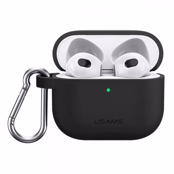 USAMS AirPods 3 Deksel med Karabinkrok Svart