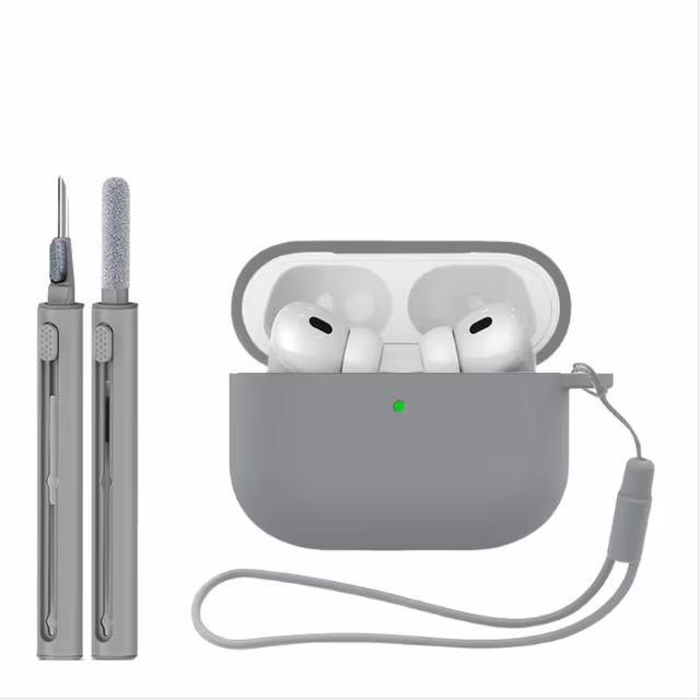 Silikonbeskyttelsesetui (3-delt sett) Kompatibelt med Apple AirPods Pro 3 - Støtsikkert, Vanntett, Flekkbestandig Grå