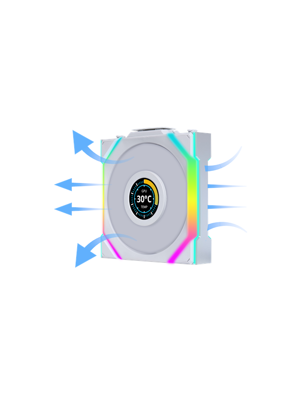 Lian Li UNI FAN SL Wireless LCD Reverse White - Kabinettvifte - 120mm - Hvit med RGB-lys - 31 dBA