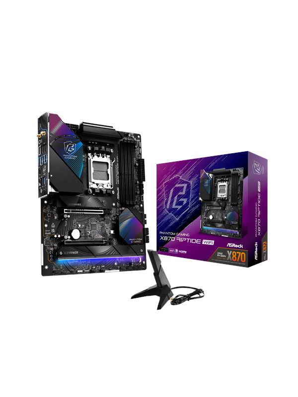 ASRock X870 RIPTIDE WIFI Hovedkort - AMD X870 - AMD AM5 socket - DDR5 RAM - ATX