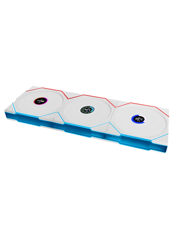 Lian Li UNI FAN TL Wireless LCD 3 pack - Kabinettvifte - 120mm - Hvit med RGB-lys - 33 dBA
