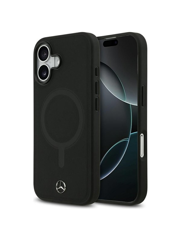 Mercedes Plain Smooth Leather MagSafe Case for iPhone 17 - Black