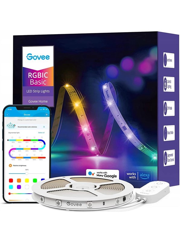 Govee RGBIC Basic WiFi + Bluetooth LED Strips, 5m