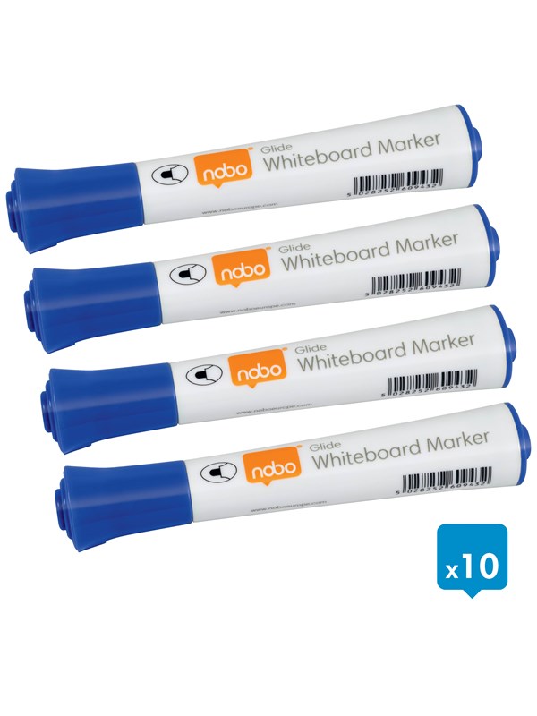 Nobo  Glide whiteboardpenner, rund tupp, pakke med 10 stk. Blå